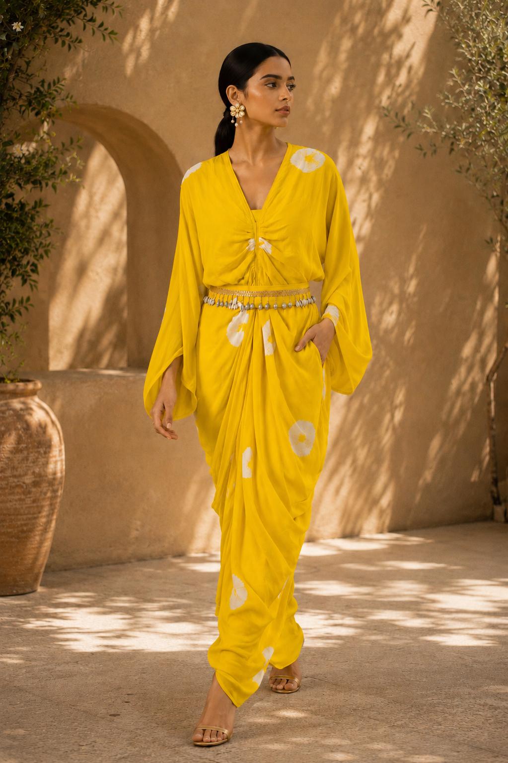 Sunlit Bandhej Drape